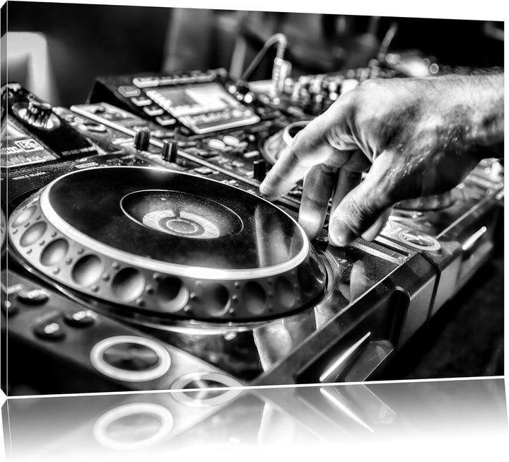 Pixxprint DJ Plattenteller, Cool Music / 100x70cm Leinwandbild bespannt auf Holzrahmen/Wandbild Kuns