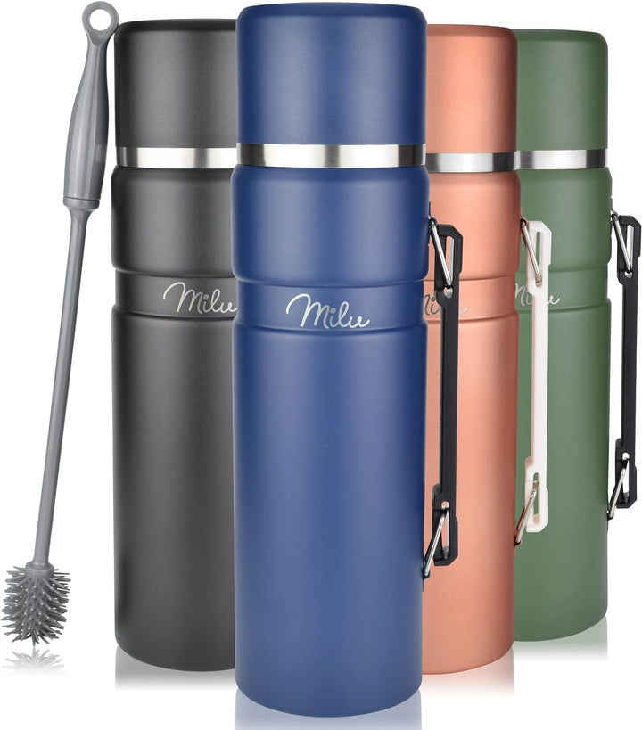 Milu Thermoskanne 1L - Thermosflasche mit Griff - Isolierflasche - Isolierte Edelstahl Trinkflasche,