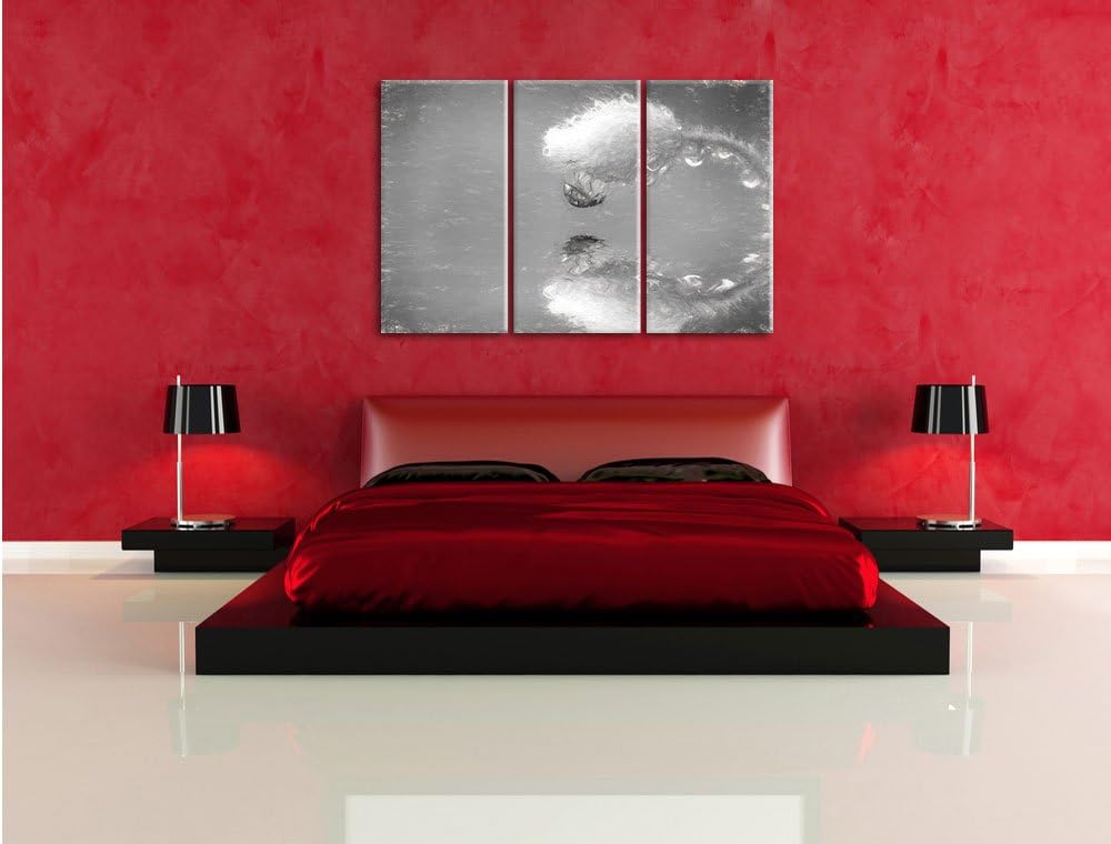 Roter Marienkäfer hängt kopfüber an einer Mohnblume Kunst Kohle Effekt 3-Teiler Leinwandbild 120x80