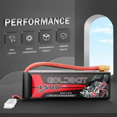 GOLDBAT 14,8V 50C 4500mAh 4S LiPo Batterie RC Akku mit XT60 Stecker für RC Flugzeug Quadcopter Drone