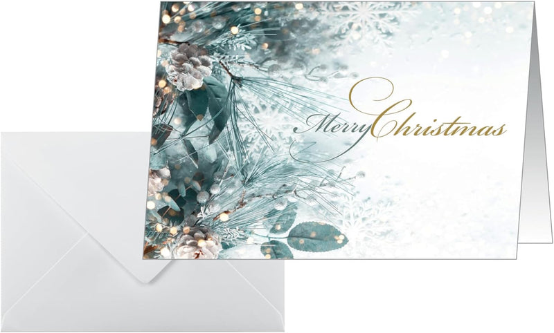 SIGEL DS086 Weihnachtskarten-Set "Eucalyptus magic" | A6 quer | 25 Karten mit Umschlägen | ideal zum