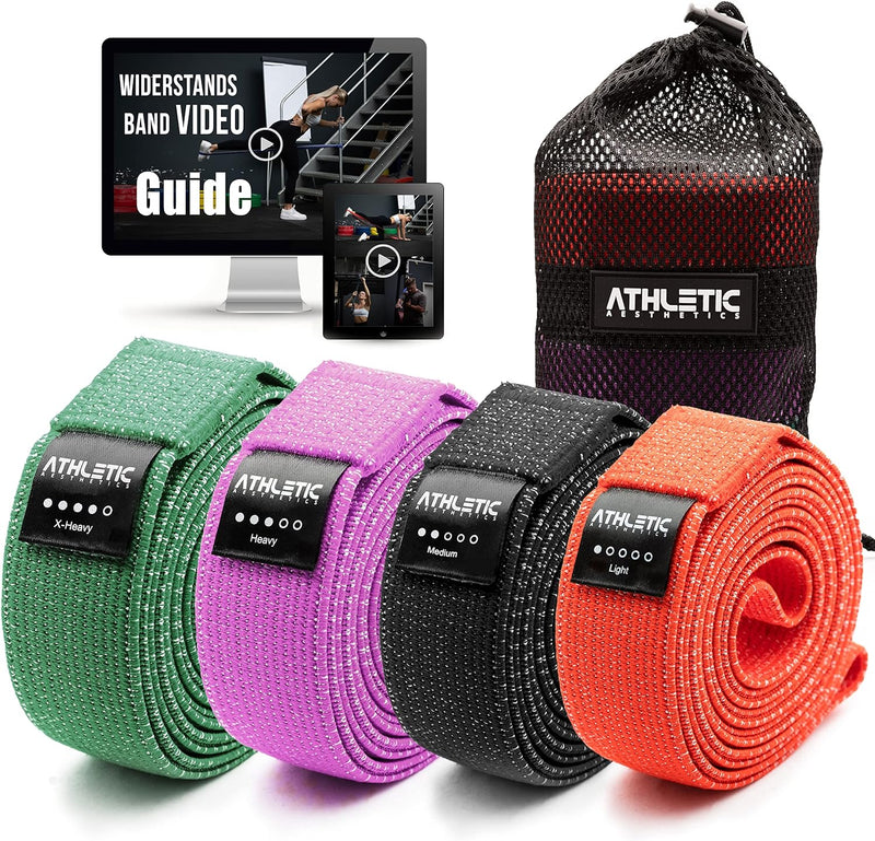 ATHLETIC AESTHETICS Premium Resistance Bands/Widerstandsbänder mit Stoff [ Als Fitnessband und Fitne