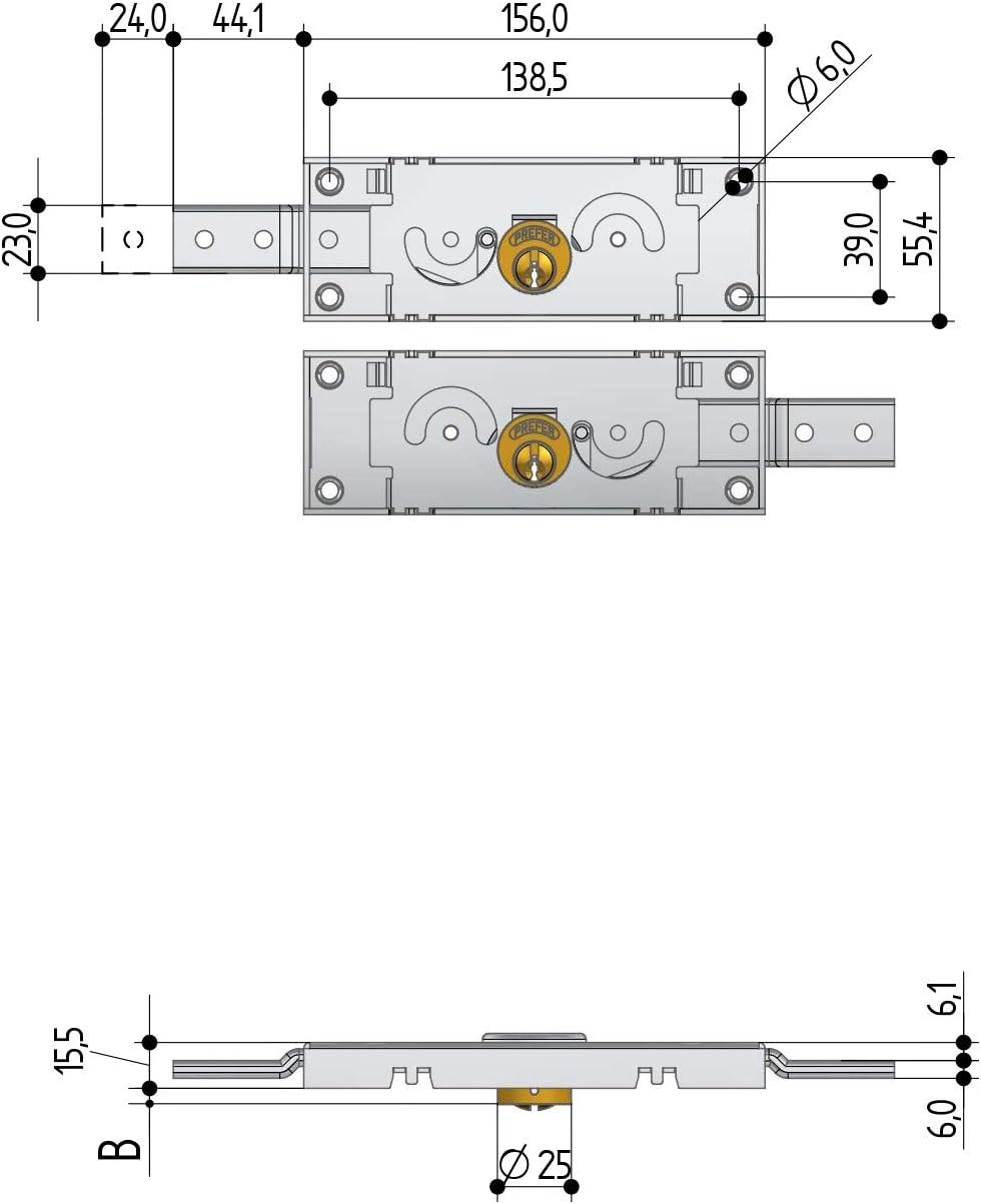 Schlösser seitliche Headset für Rollladen Art. a711.0 eine 39440, Zylinder aus Messing.Ausstattung Z