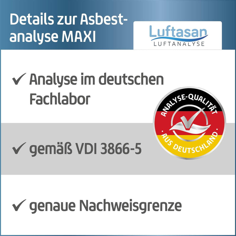 Luftasan Asbest Test Maxi – professionelle Asbest-Analyse Einer Staubprobe oder Materialprobe – gemä