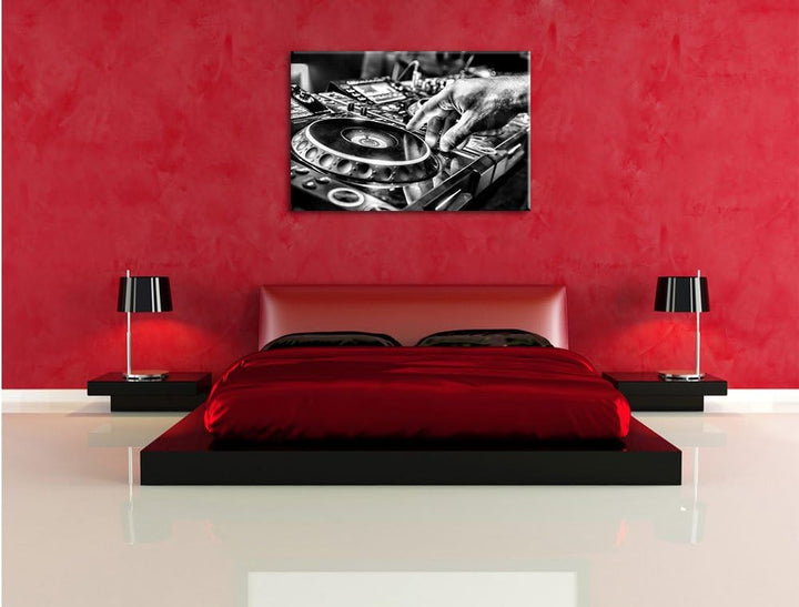 Pixxprint DJ Plattenteller, Cool Music / 100x70cm Leinwandbild bespannt auf Holzrahmen/Wandbild Kuns