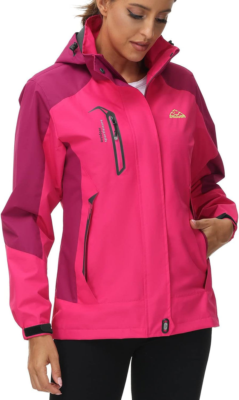 YSENTO Damen Outdoor Wanderjacke Wasserdicht Übergangsjacke Leicht Atmungsaktie Regenjacke Funktions