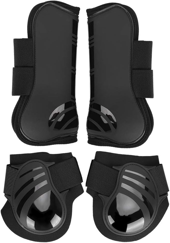 Nikou Reitstiefel Overreach Gamaschen für Pferde, 2 Paar elastische Pferdestiefel verdicken Pu Vorde