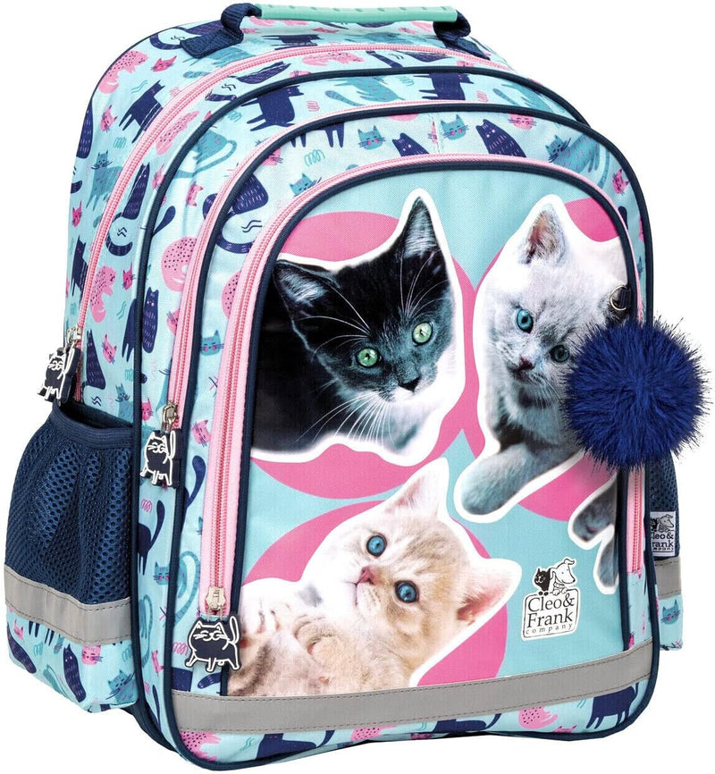 Katze Cats 4 Teile Set SCHULRUCKSACK RUCKSACK TASCHE Schultasche Federmappe mit Sticker-von-Kids4sho