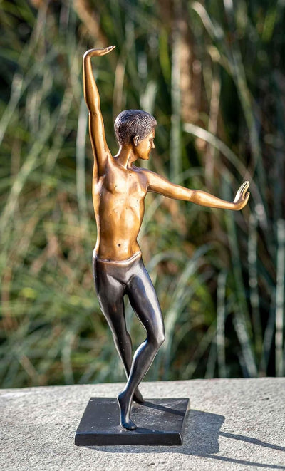 IDYL Bronze-Skulptur Tänzer | 41x15x17 cm | Klassische Bronze-Figur handgefertigt | Gartenskulptur o