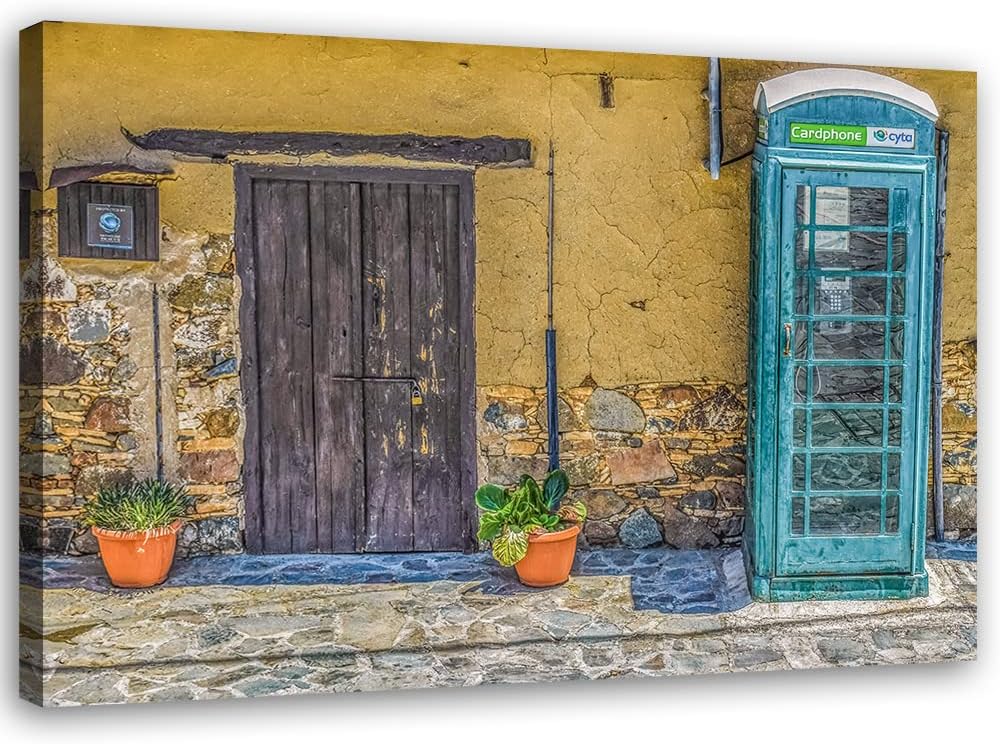 Feeby Vlies Leinwandbild XXL Strassen Türen Blumen Stadt Toskana Italien 120x80 cm Wandbild Kunst Bi