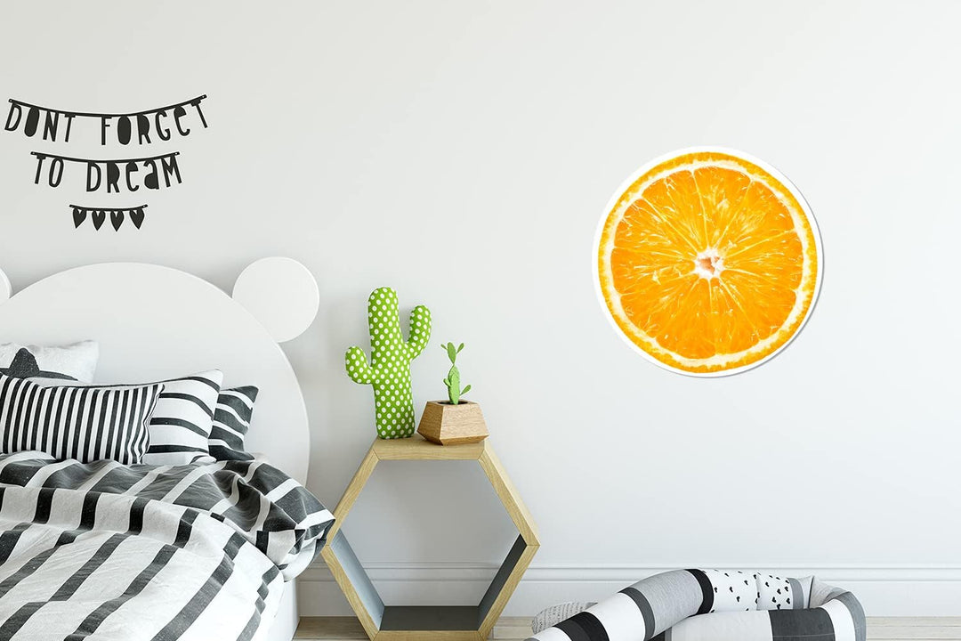 MuchoWow Wandbild Rund Wanddeko Deko Wohnzimmer Bilder 30x30 cm Orange - Obst - Weiss, 30x30 cm