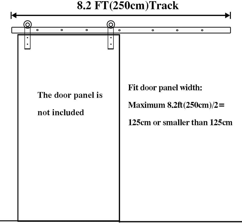 8.2FT/250cm Schiebetürbeschlag Set Hängeschiene Schiebetürsystem Tür Hardware Kit für Innentüren Sch