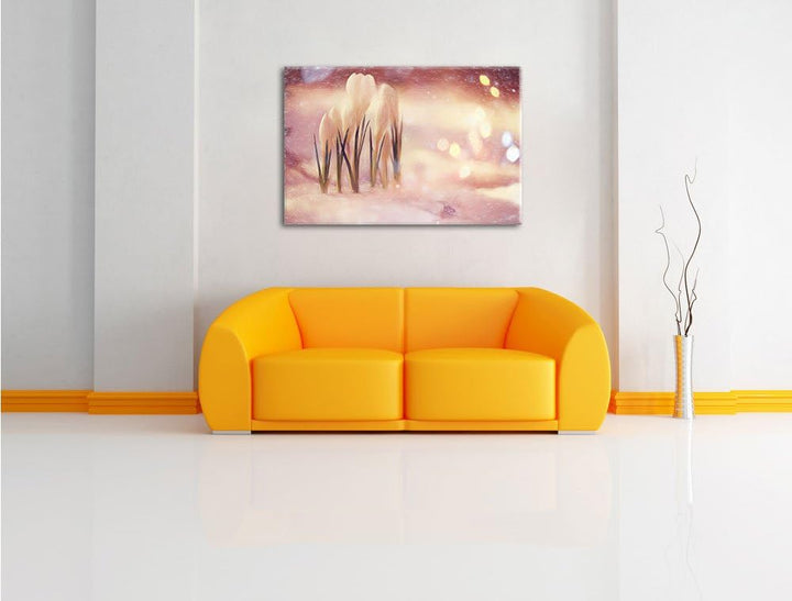 Pixxprint Schneeglöckchen im Frühjahr als Leinwandbild/Grösse: 100x70 / Wandbild/Kunstdruck/fertig b