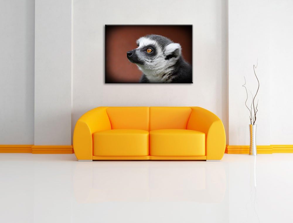 Pixxprint wachsamer Katta auf Leinwand, XXL riesige Bilder fertig gerahmt mit Keilrahmen, Kunstdruck