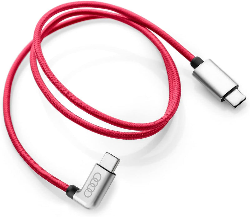 Audi 4K0051435 Ladekabel USB-C Power Delivery Ladekabel USB-PD Kabel gewinkelt, Länge: 70cm, rot