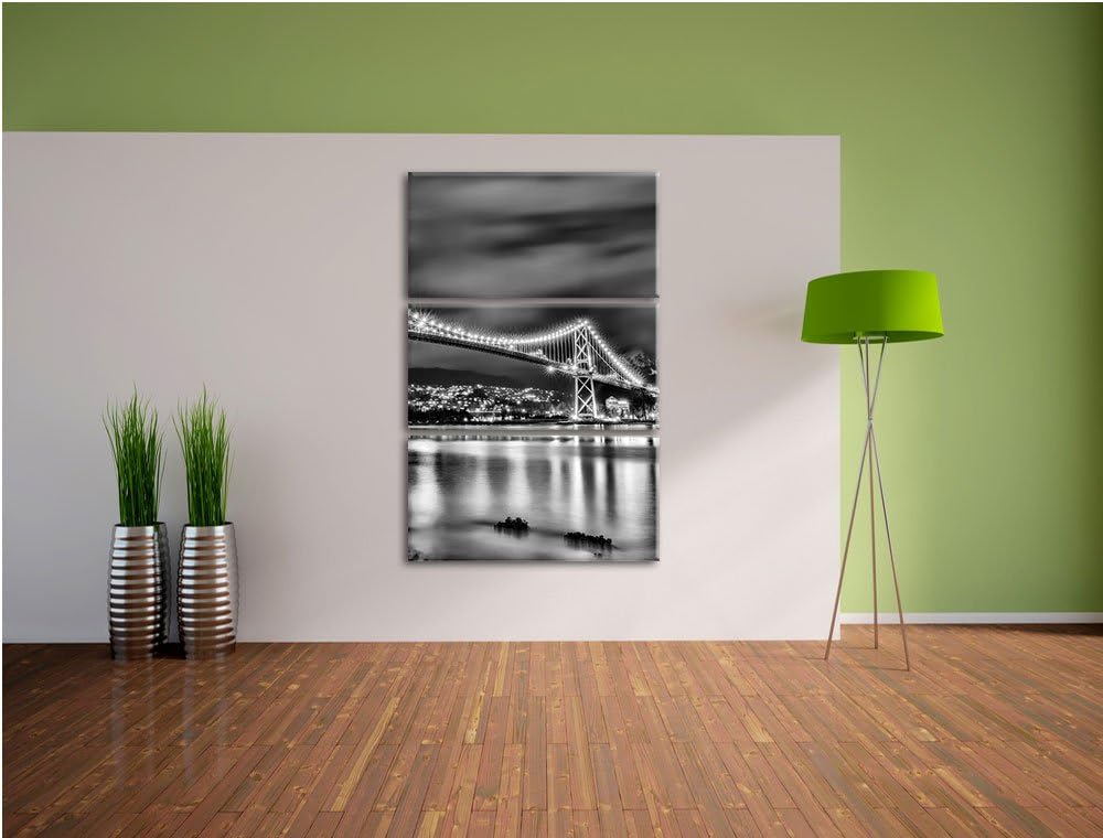 Pixxprint Lions Gate Bridge Vancouver als Leinwandbild/Grösse: 3 Teilig (120x80 cm) cm/Wandbild/Kuns