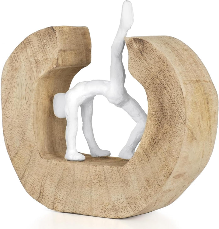 Moritz Skulptur I Yoga das Rad I 20,5 x 7 x 20,5 cm I Holzdeko I Skulpturen Deko I Modern I Wohnzimm
