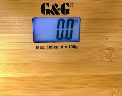 G&G A8/180KG Bambusholz Personenwaage 30X30cm Digitalwaage AAA Batteriebetrieb