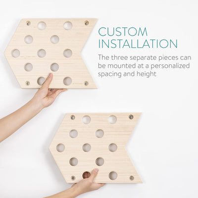 Navaris Pegboard Kletterbrett 3 Bretter im Set - Kletter Brett Boulder Board aus Holz - Stecktafel i