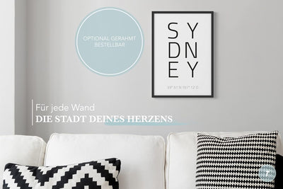 Papierschmiede® Geo Poster Koordinaten Sydney, A1 Stadt Poster als Wanddeko für Wohnzimmer Schlafzim