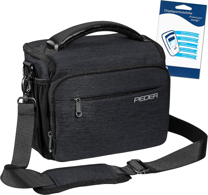 PEDEA DSLR-Kameratasche "Noble" mit Displayschutzfolie für Panasonic Lumix DMC-G2 / Pentax K-S2 / Ri