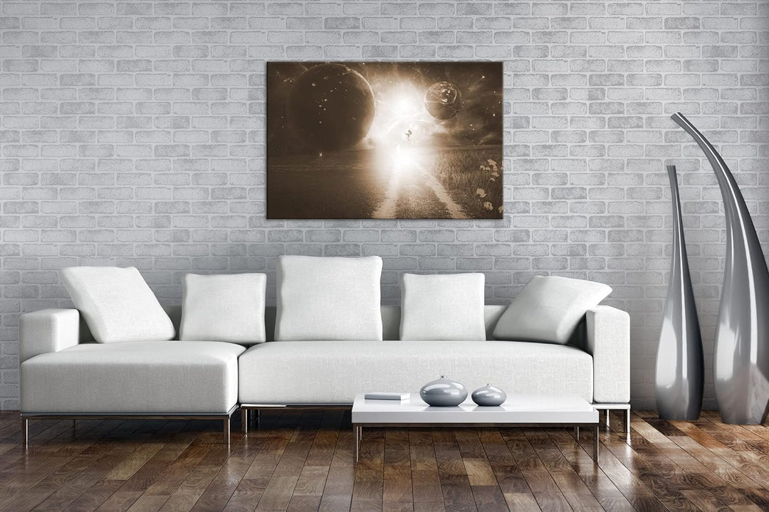 deyoli Fantasie Landschaft feuriger Drache Format: 80x60 Effekt: Sepia als Leinwandbild, Motiv ferti