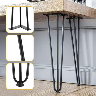 Knpwer 4 Stück Haarnadel Tischbein 60 cm,3 Stangen Haarnadel Füsse,DIY Black Hairpin Couchtisch Bein