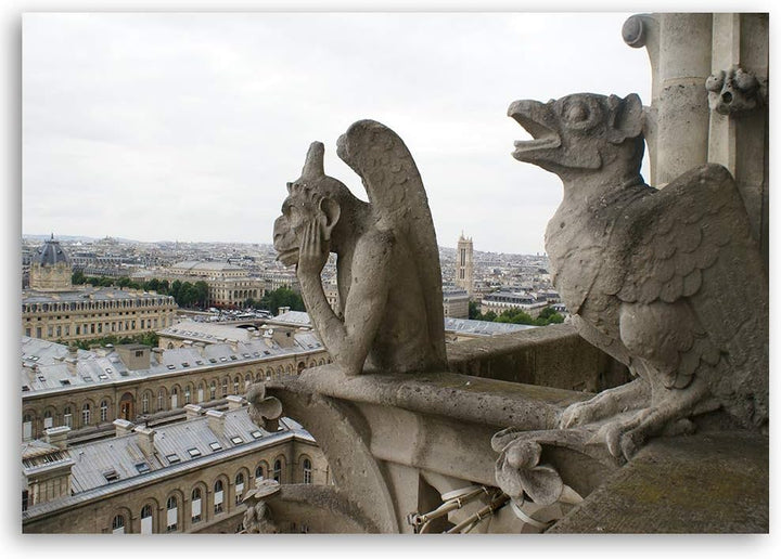 Feeby Wanddeko Gargoyle Kunst modern Bilder Architektur Grau 90x60 cm Deko paneel 90x60 cm Grau_a, D