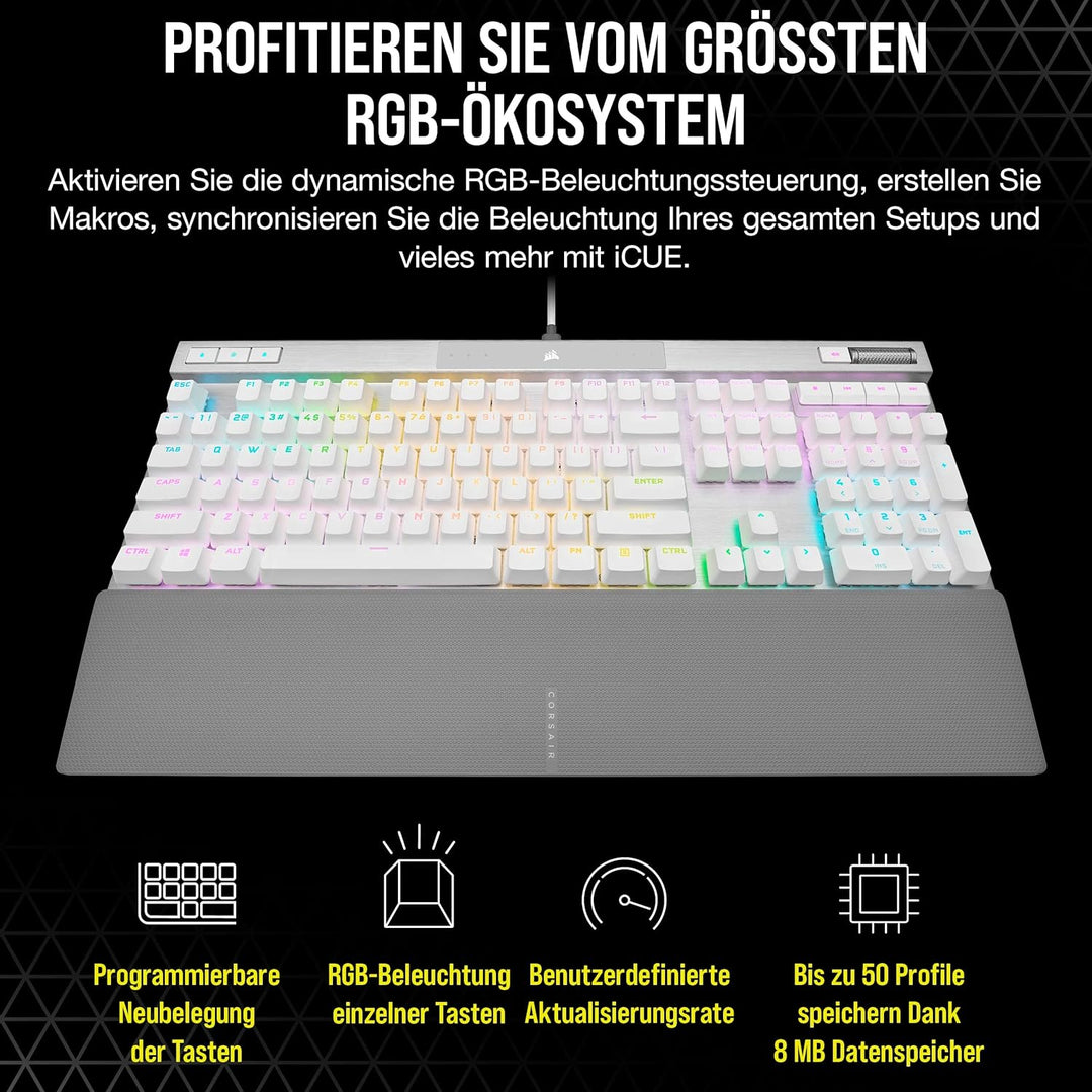 CORSAIR K70 PRO RGB Optisch-Mechanische Kabelgebundene Gaming-Tastatur - OPX Linear-Schalter - PBT D