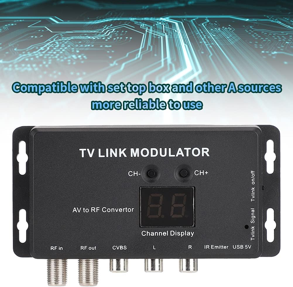 ASHATA UHF-Modulator, TM70 UHF-TV-LINK-Modulator AV-zu-HF-Wandler IR-Extender mit Kanalanzeige, unte