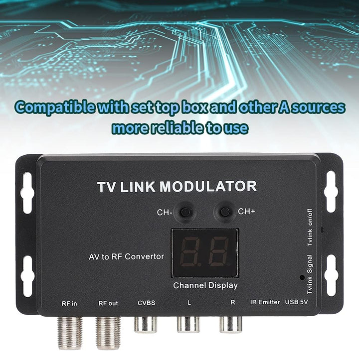 ASHATA UHF-Modulator, TM70 UHF-TV-LINK-Modulator AV-zu-HF-Wandler IR-Extender mit Kanalanzeige, unte