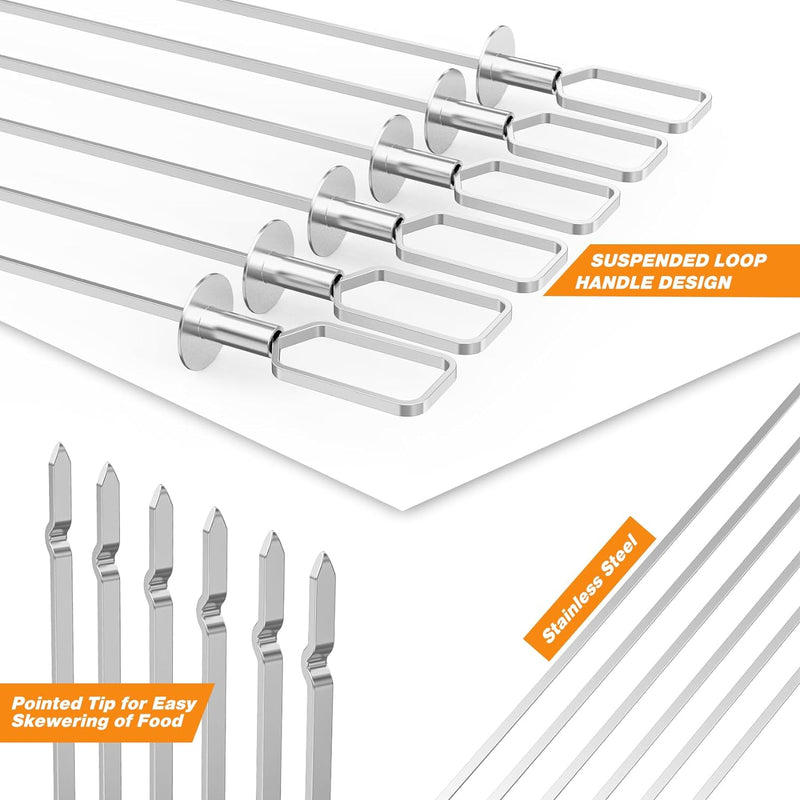 Onlyfire Grillspiesse Edelstahl Set, Schaschlikspiesse mit Ständer, Schlaufengriff, Kebab Spiesse fü