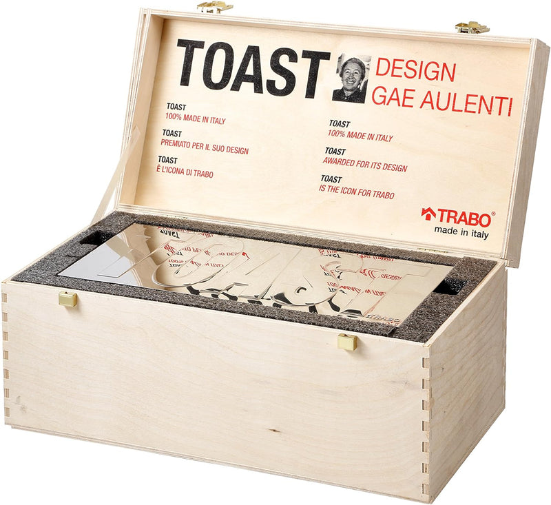 Toaster Trabo D2244N Design Gae Aulenti Made in Italy Farbe Edelstahl und Schwarz mit Sandwichzangen