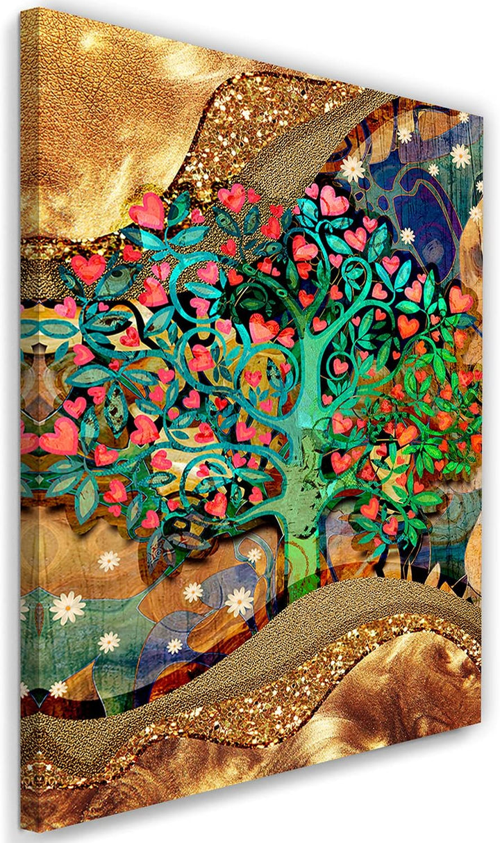 Feeby Vlies Leinwandbild Gustav Klimt Moderner Stil Lebensbaum Gemälde 60x90 cm Druckbild Wandbild W