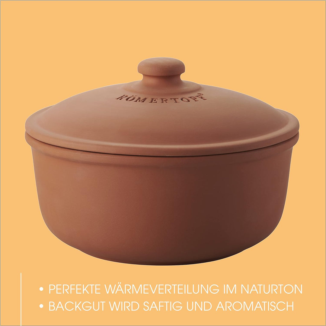 Römertopf Brotbacktopf aus Naurton für ein natürliches Backerlebnis, Brotbackform Ø 23,0cm & Brotbac