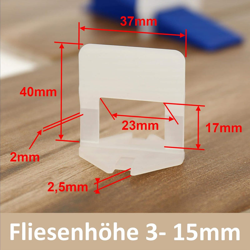 Lantelme 500 Stück Zuglaschen Fliesen Nivelliersystem 2mm Fuge Verlegehilfe Fliesen Höhe 3-15mm Flie