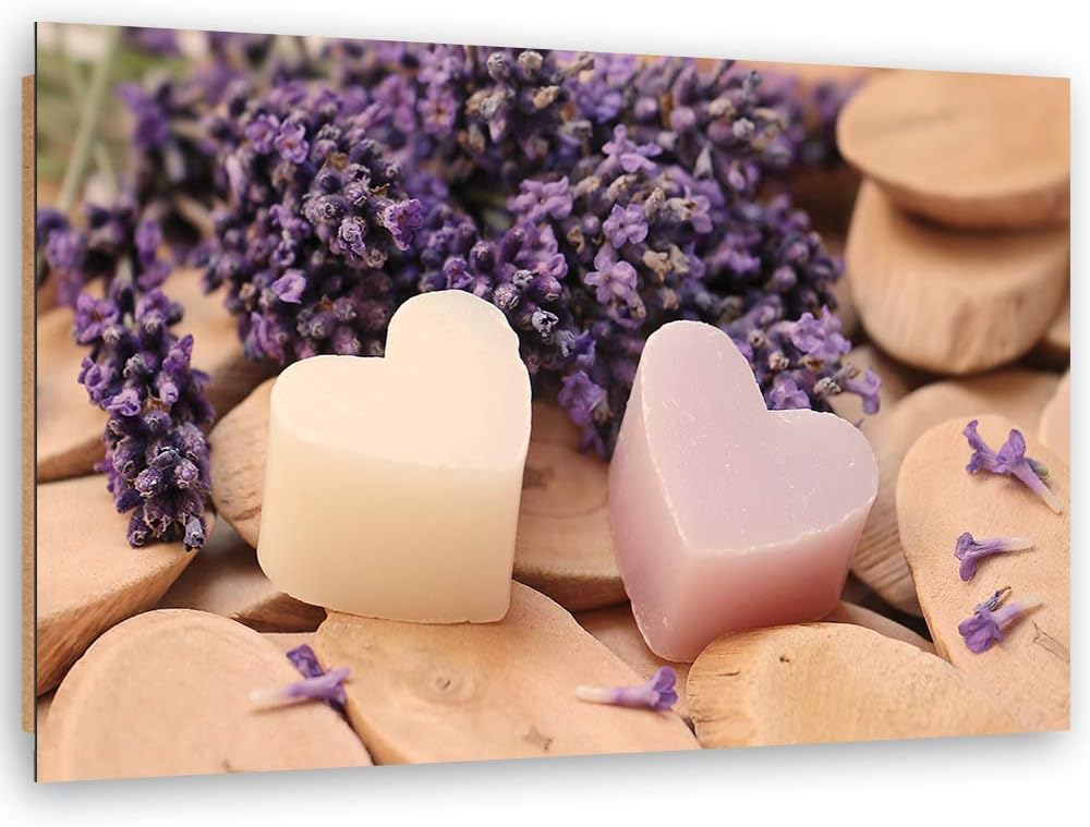 Feeby Dekobild Herzen Deko Wand Kunstdruck für Schlafzimmer Violett 70x50 cm M14328 70x50 cm, M14328