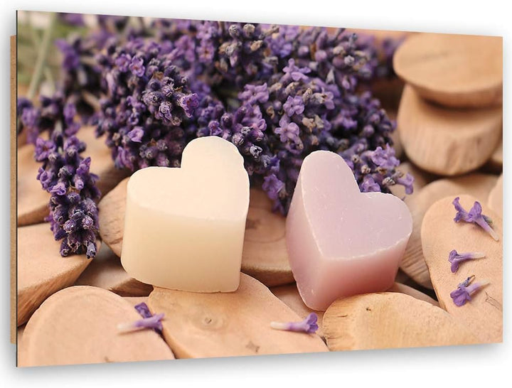 Feeby Dekobild Herzen Deko Wand Kunstdruck für Schlafzimmer Violett 70x50 cm M14328 70x50 cm, M14328