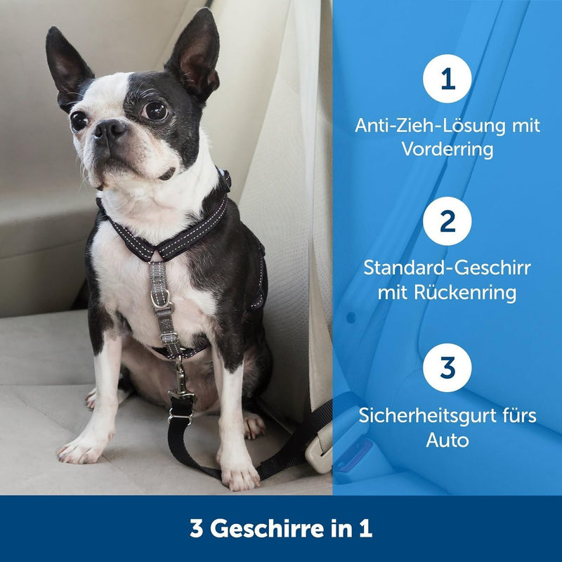 PetSafe 3-in-1-Geschirr und Rückhaltegurt für Hunde, Mit Anti-Zieh-Ring und Rückhaltegurt fürs Auto,