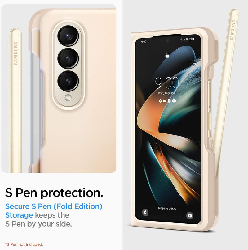 Spigen Thin Fit P Hülle Kompatibel mit Samsung Galaxy Z Fold 4 5G -Pearled Ivory (S Pen Nicht inklus