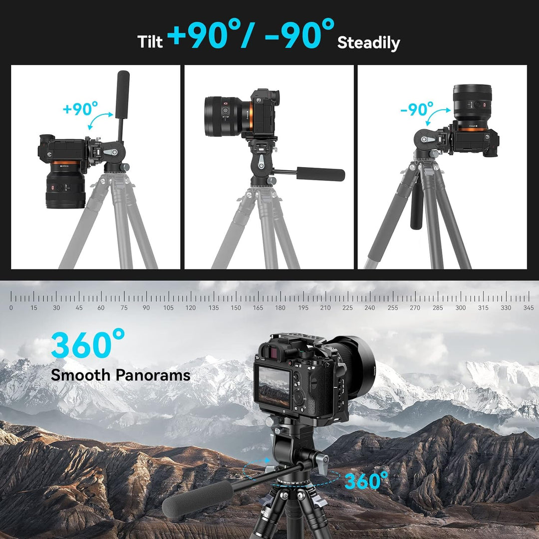 SMALLRIG Video Head Videokopf für Vertikale/Horizontale Aufnahmen, Tripod Stativ-Schwenk-Neige-Fluid