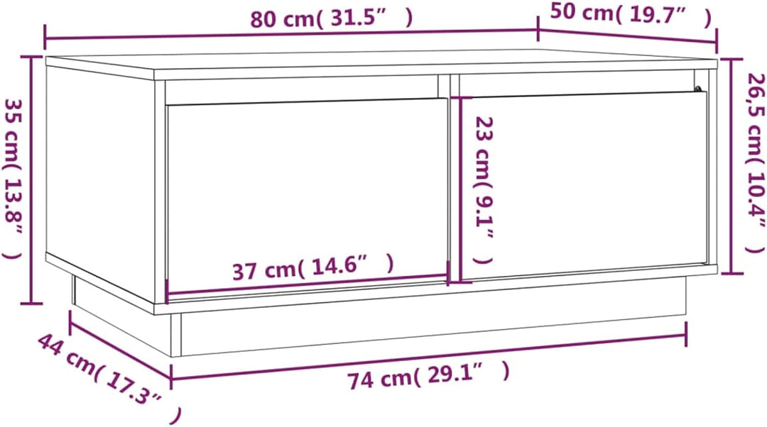Tidyard Couchtisch, Wohnzimmertisch mit 2 Schubladen, Beistelltisch, Kaffeetisch, Holztisch, Massivh