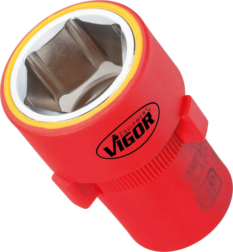 Vigor Innenvierkant Antrieb und "VDE" Steckschlüssel-Einsatz für Aussensechskant-Profil, 12,5 mm (1/