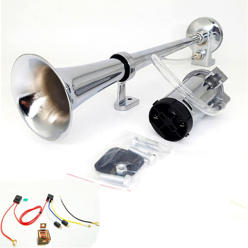 DHUILE Autohupen Auto Horn 12 V 150dB, Air Horn 450 mm Chrom Zink Trompetenform Truck Air Horn Kompr