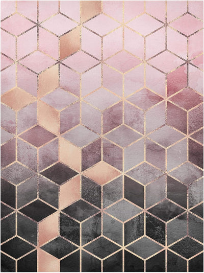 Leinwandbild Rosa Grau goldene Geometrie Bild auf Leinwand 100x75 cm 100cm x 75cm, 100cm x 75cm