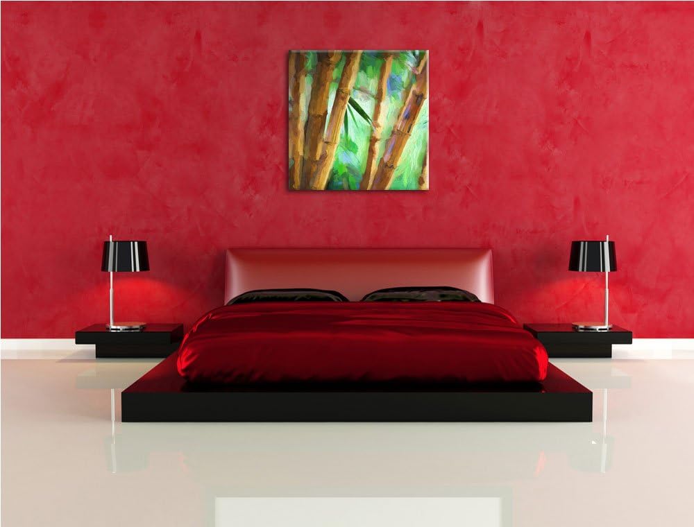 alter rustikaler Bambus, Format: 70x70 auf Leinwand, XXL riesige Bilder fertig gerahmt mit Keilrahme