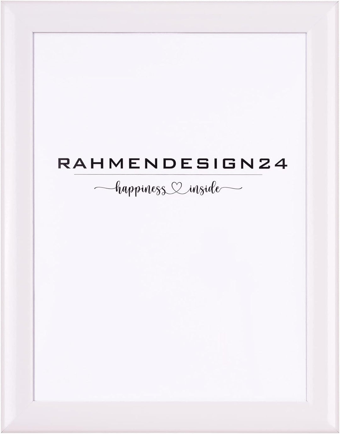 Rahmendesign24 Bilderrahmen Fiona 42x59,4 (DIN A2) Weiss (Hochglanz) Fotorahmen, Wechselrahmen, Post