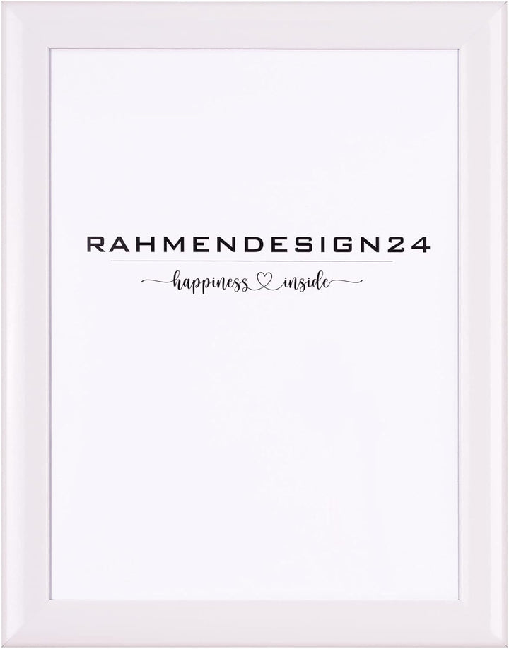 Rahmendesign24 Bilderrahmen Fiona 42x59,4 (DIN A2) Weiss (Hochglanz) Fotorahmen, Wechselrahmen, Post