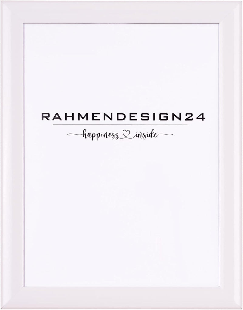 Rahmendesign24 Bilderrahmen Fiona 50x70 (POSTERFORMAT) Weiss (Hochglanz) Fotorahmen, Wechselrahmen,