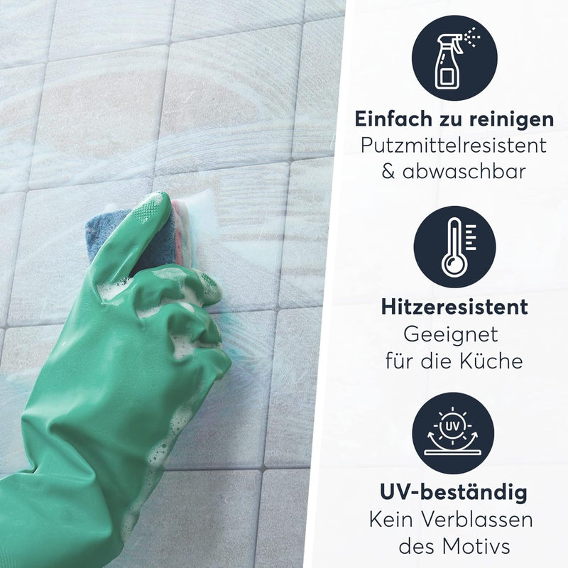 40 Stück Fliesenfolie für Küche und Bad 10x10 cm - Mosaikfliesen, Fliesensticker - Klebefolie Fliese